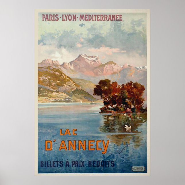 Lac d'Annecy/Annecy, Savoy, France/Vintage Travel Poster (Front)