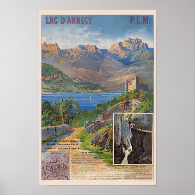 Lac d'Annecy PLM France Vintage Poster 1890 (Front)
