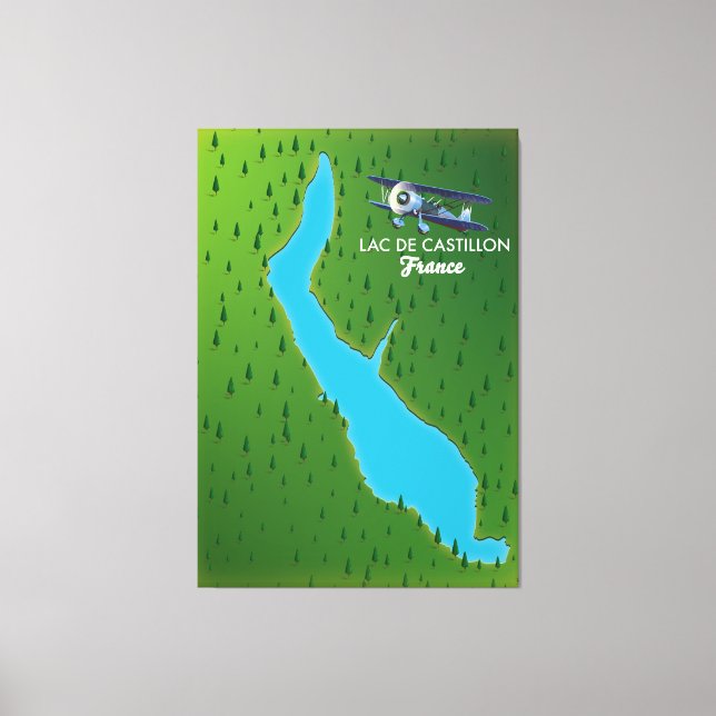 Lac de Castillon France map Canvas Print (Front)