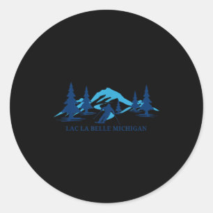 Lac la michigan ski resort skiing skier  classic round sticker