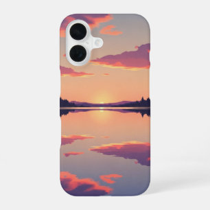 Lac Rétro au Coucher du Soleil iPhone 16 Case
