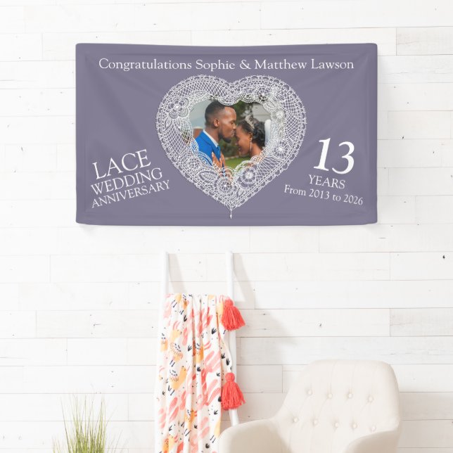 Lace 13th anniversary photo heart  banner (Insitu)