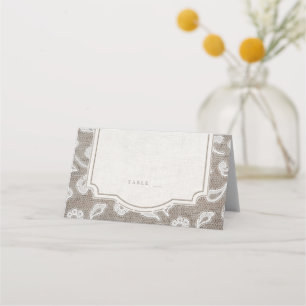 Lace and burlap rustic country wedding place cards