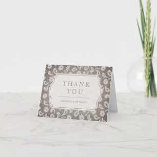 Lace and burlap rustic country wedding thank you