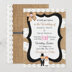 Lace and Burlap Wedding Invitation