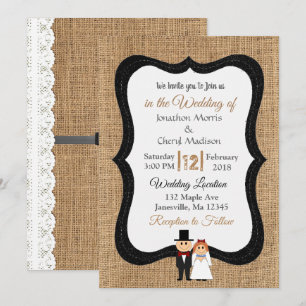 Lace and Burlap Wedding Invitation