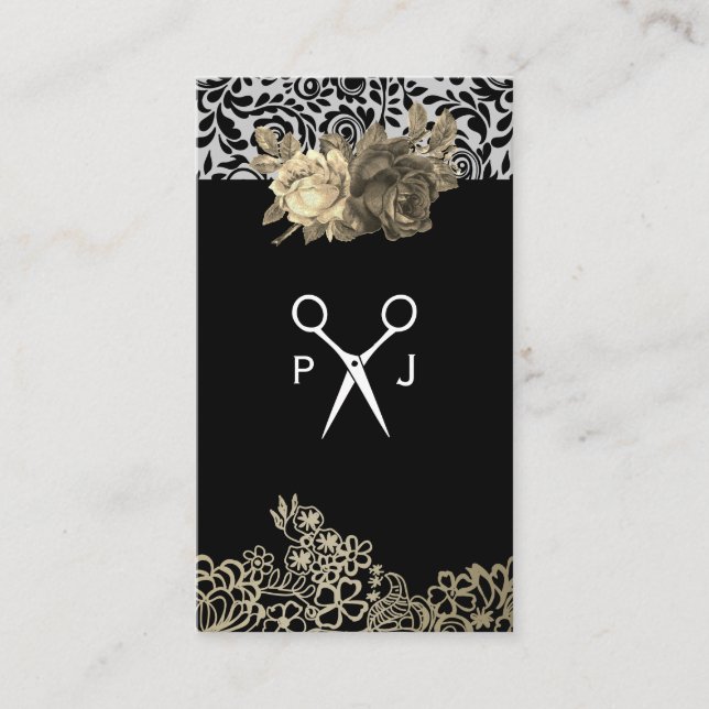 Lace and Floral Hair Stylist Business Card (Front)