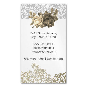 Lace and Floral Hair Stylist Magnetic Business Card