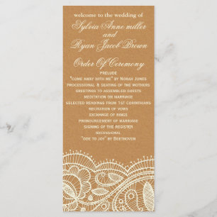 Lace and Kraft Paper Wedding Programme