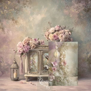 Lace and Light Gold Lace Mauve Flowers Lantern Tissue Paper