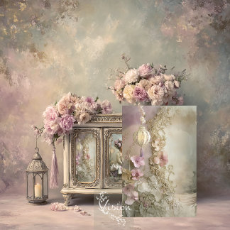 Lace and Light Gold Lace Mauve Flowers Lantern Tissue Paper