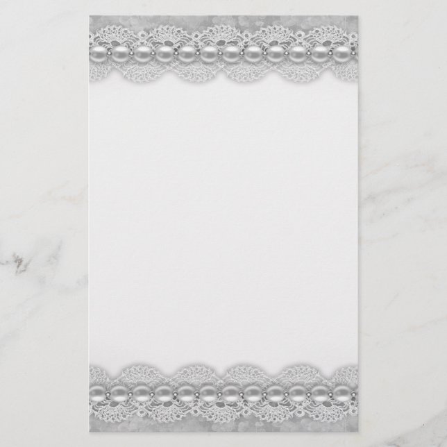 Lace and pearls texture Stationery (Front)