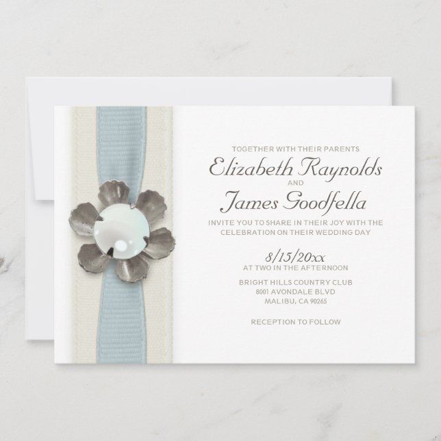 Lace and Pearls Wedding Invitations (Front)