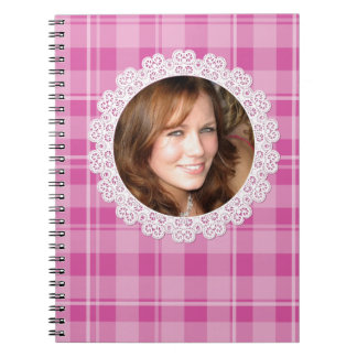 Lace and Plaid -Heart on Pink- Notebook