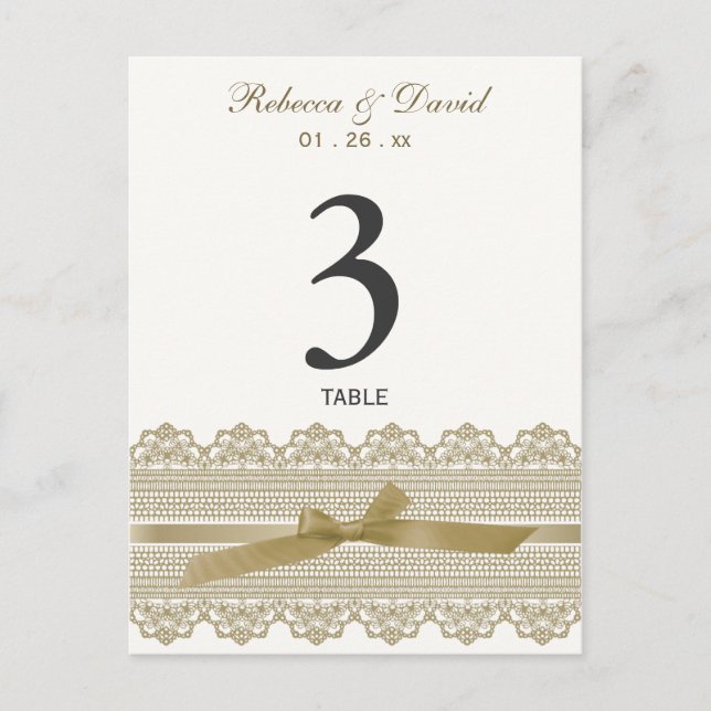 Lace and Ribbon table numbers Postcard (Front)