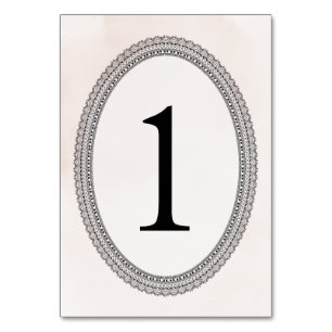 Lace and Watercolor Pink Elegant Wedding Table Number