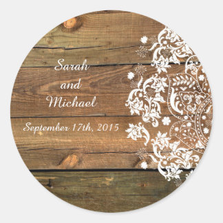 Lace and Wood Rustic Custom Envelope Sticker