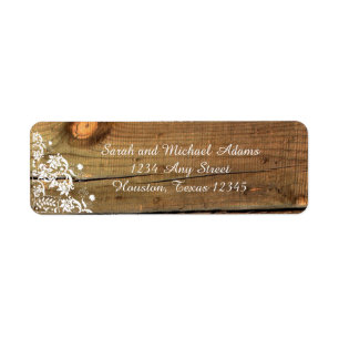 Lace and Wood Rustic Return Address Label