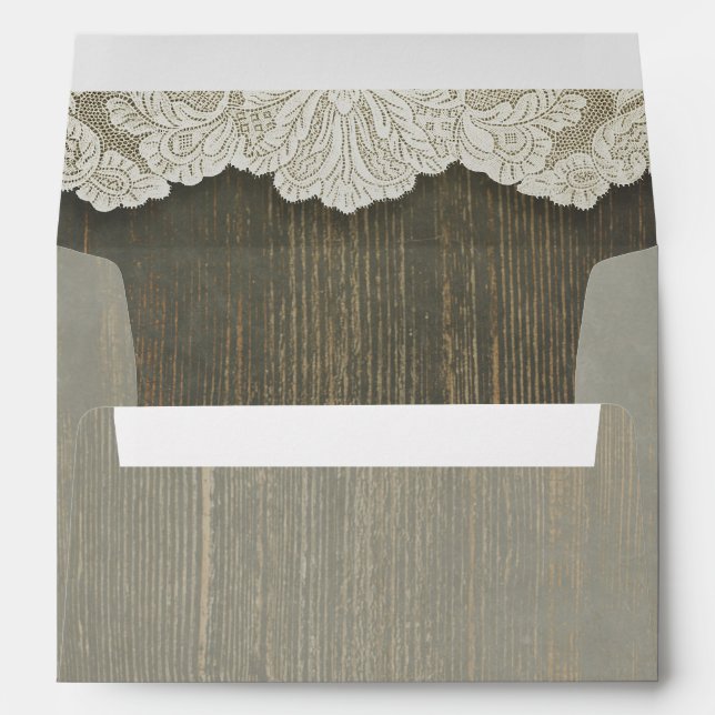 lace and wood rustic wedding envelope (Back (Bottom))