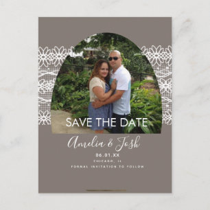 Lace Arch Save the Date Photo Postcard