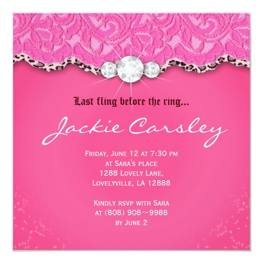 Lace Bachelorette Birthday Party Pink Leopard Card