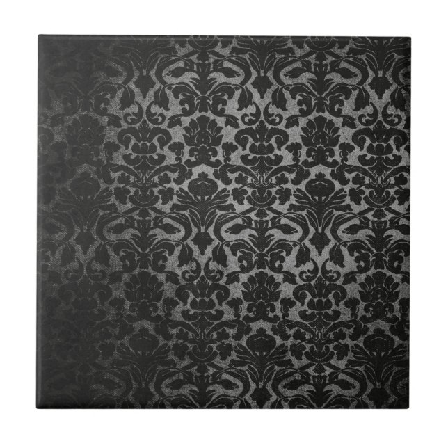 lace black damasks pattern tile (Front)
