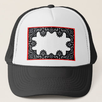 Lace Black & White Red Boarder The MUSEUM Zazzle G Trucker Hat