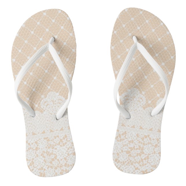 Lace Border Flip Flops (Footbed)