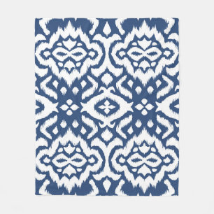 Lace border. Ikat seamless pattern. Vintage tie dy Fleece Blanket