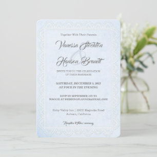Lace Border White Wedding Invitation