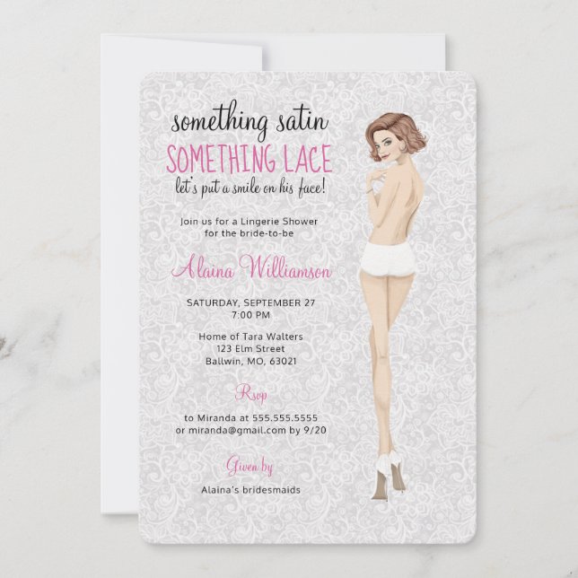 Lace Bride in Panties Lingerie Shower Invitation (Front)