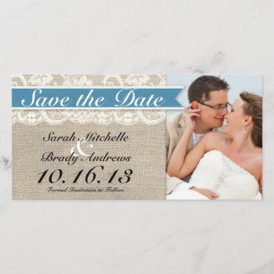 Lace & Burlap Look Save the Date -Meditteranean