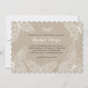 Lace Butterflies Bridal Shower Invitation