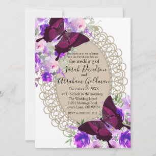 Lace Butterflies Butterfly Wedding Invitation