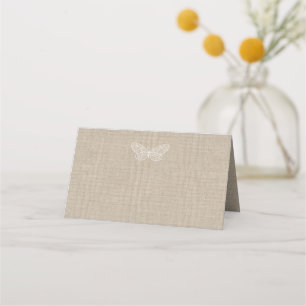 Lace Butterflies on Burlap Folded Place Cards
