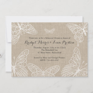 Lace Butterflies Rehearsal Dinner Invitation