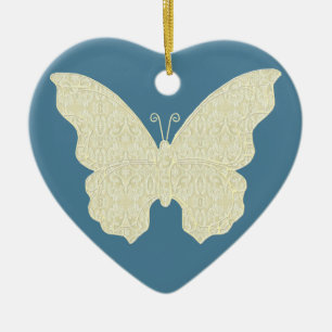 Lace Butterfly Heart Ornament
