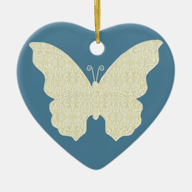 Lace Butterfly Heart Ornament (Front)