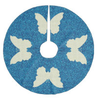 Lace Butterfly On Blue Glitter Tree Skirt