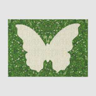 Lace Butterfly On Green Glitter Tissue Paper
