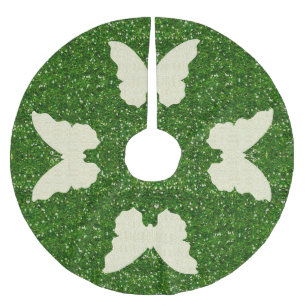 Lace Butterfly On Green Glitter Tree Skirt