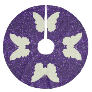 Lace Butterfly On Purple Glitter Tree Skirt