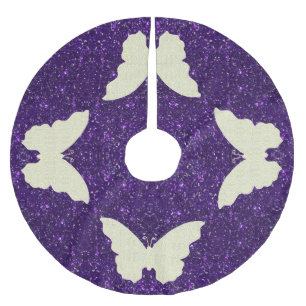 Lace Butterfly On Purple Glitter Tree Skirt
