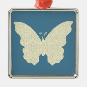 Lace Butterfly Square Ornament