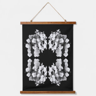 Lace Cap Hydrangea Black And White Abstract     Hanging Tapestry