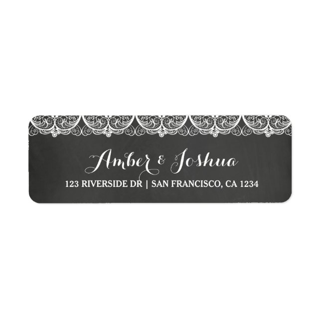 Lace Chalkboard Typography Return Address Label (Front)