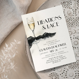 Lace Champagne Lingerie Shower Invitation