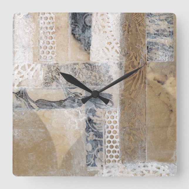 Lace Collage I Square Wall Clock (Front)
