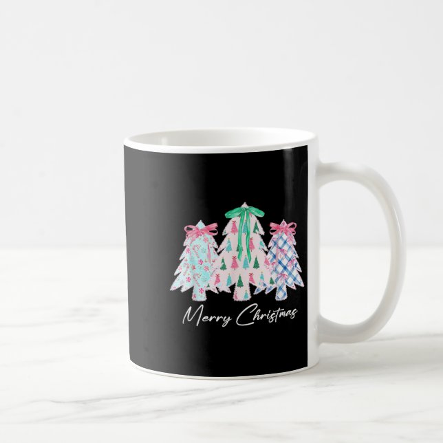 Lace Coquette Bow Merry Christmas Tree Cute Xmas H Coffee Mug (Right)