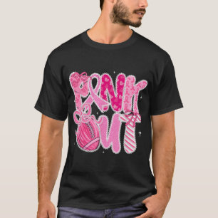Lace Coquette Bow Pink Out Football Breast Cancer  T-Shirt